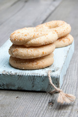 Cookies on old wooden background