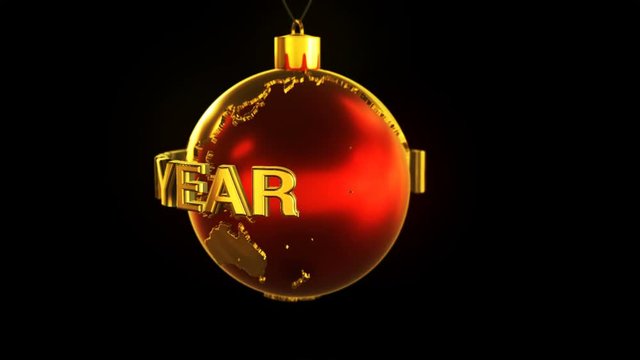 Loopable animation of Christmas ball shaped as globe with words
