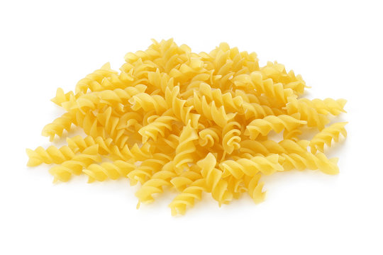 pasta fusilli on white background