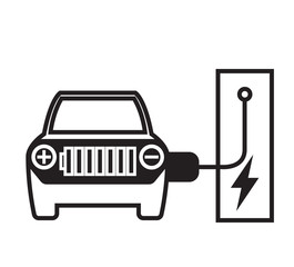 Icon Electric Car Flat style vector illustration.