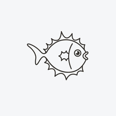 Fish logo template for design. Icon of seafood restaurant..Animals in a natural environment. Illustration of graphic flat style