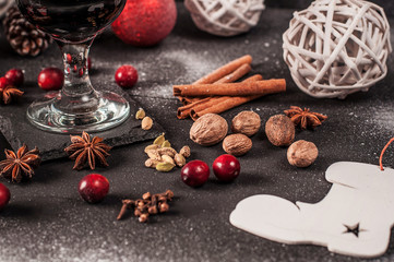 Christmas, New Year, cinnamon, anise, background