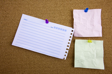 Three yellow sticky note reminders on a white background