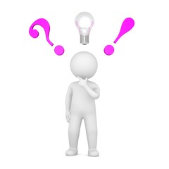 new ideas girlie colored pink question and answer icon question mark exclamation point 3d with thinking stick figure isolated