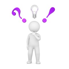brainstorming man brainstorming people with idea inspiration questions and answers 3d purple