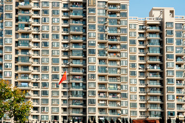 Fototapeta na wymiar Typical Shanghai's skyline with high residential buildings