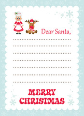 cartoon letter to santa mrs santa and christmas deer