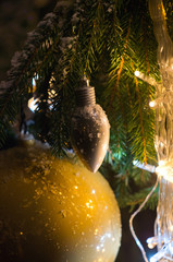 Outdoor christmas tree decoration and lights