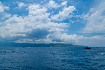 Naklejka na ściany i meble Tourist boats near Gili islands Lombok, Indonesia