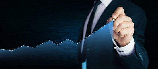Man with business graph. Business concept.