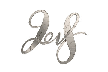 New 2018 year golden silver broken lettering number figures isolated on white background. 3D illustration