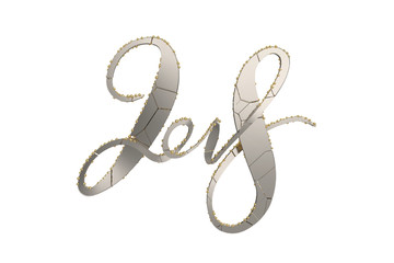 New 2018 year golden silver broken lettering number figures isolated on white background. 3D illustration