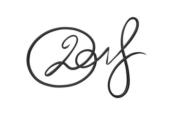 New 2018 year elegant black lettering number figures isolated on white background. 3D illustration