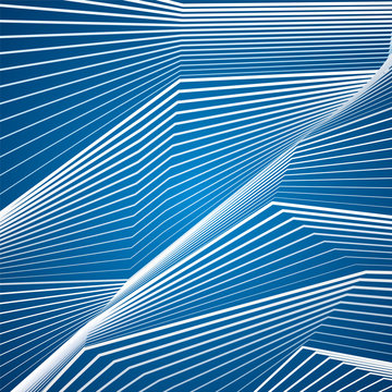 Designs of white lines on blue background. Abstract waves. Vector elements for you projects