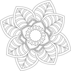 mandala black-and-white vector illustration Black symmetrical element-Beautiful mandala desing flower design indian vector icon