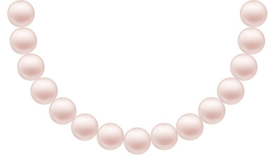 Obraz premium Vector illustration of a realistic pearl necklace pink color, isolated on background