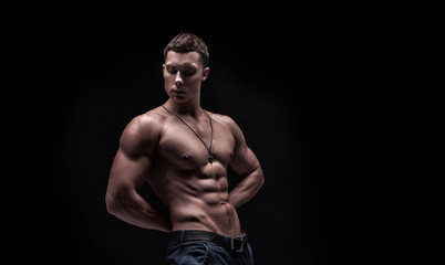 Fototapeta na wymiar young athlete bodybuilder man