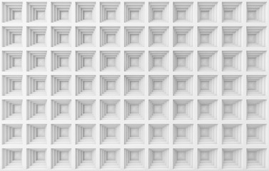 Abstract square white geometric background. 3d illustration.