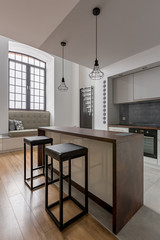 Kitchen stools in modern interior