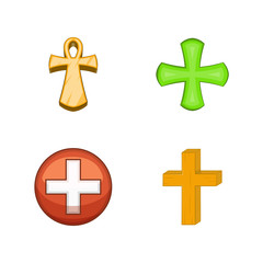 Obraz premium Cross icon set, cartoon style