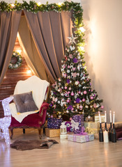 Christmas decorations, Christmas tree, gifts, new year