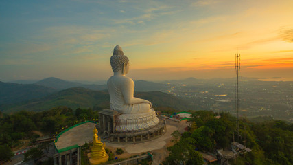 Stunning panoramic view of Phuket big Buddha in the morning.Phuket Big Buddha is one of the island most important and revered landmarks on the island. © Narong Niemhom