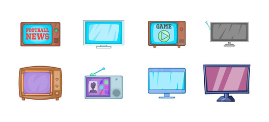 Tv icon set, cartoon style