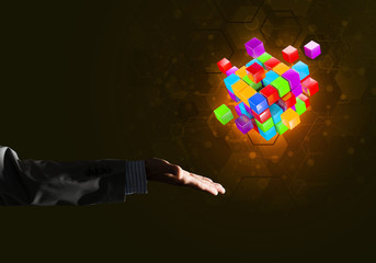 Idea of new technologies and integration presented by cube figure