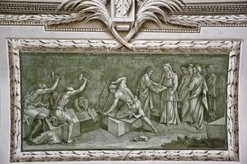 Napoli, Certosa di San Martino, 1325, complesso monumentale religioso.. Affresco delle stanze interne..