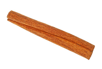 Single cinnamon stick isolated on white background