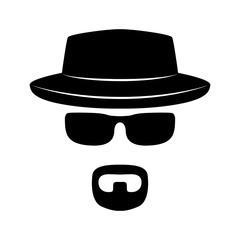 Agent icon. Spy sunglasses. Hat and glasses. 