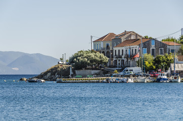 Fototapeta na wymiar close-up of the dock of the fiskardo villa