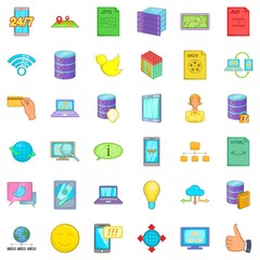 Web icons set, cartoon style