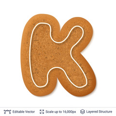 Gingerbread letter isolated on white.