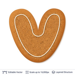 Gingerbread letter isolated on white.