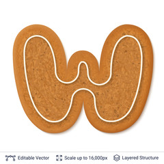 Gingerbread letter isolated on white.