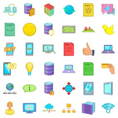 Seo icons set, cartoon style