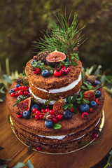 Beautifully decorated cake with berries