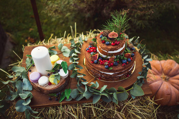 Beautifully decorated cake with berries