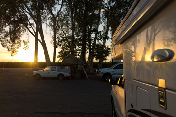part of camper sunset