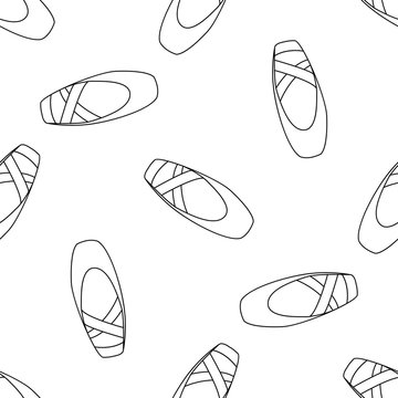 Ballet Shoes Seamless Pattern In Linear Style