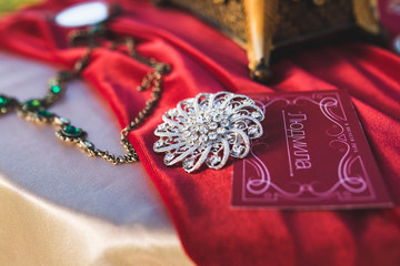 Beautiful old jewelry in arrangement