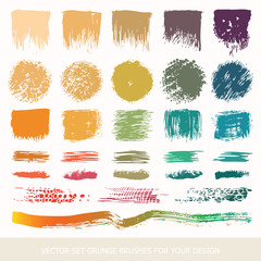 Fototapeta premium Painted grunge stripes set. Black labels, paint texture. Brush strokes vector. Colored belly labels. Background handmade design elements.