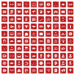 100 sweepstakes icons set grunge red