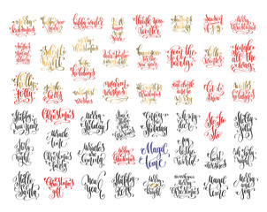 set of 50 hand lettering inscription celebration quotes to winte