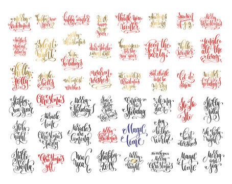 set of 50 hand lettering inscription celebration quotes to winte