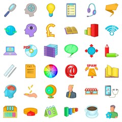 Internet location icons set, cartoon style