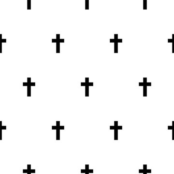 Cross Black And White Simple Scandinavian Seamless Vector Pattern.