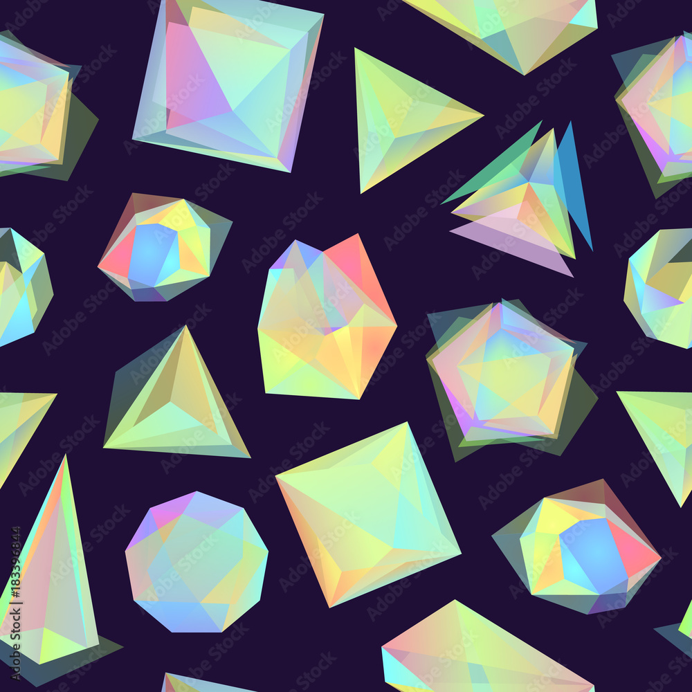 Poster polygonal color glass transparent shapes background pattern. vector