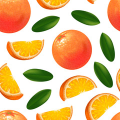 Realistic Detailed Orange Citrus Fruit Background Pattern. Vector